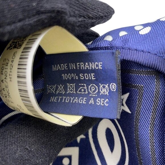 HERMES Carre Bandana Frill Bride de Gala Dot Size 70 Silk100% Marine Fonce/Black - Picture 4 of 9